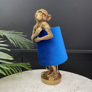 Large Blue Velvet Monkey Lamp - Limited Abode